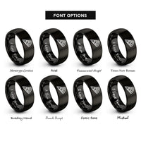 font options for inside engraving on black pizza slice rings
