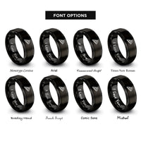 font options for inside engraving on black pizza slice rings