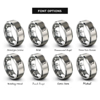 font options for inside engraving on grey place robot rings
