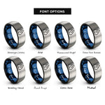 font options for inside engraving on black & blue & grey planchette rings