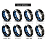 font options for inside engraving on black & blue & gray planchette rings