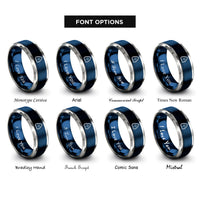 font options for inside engraving on blue & gray planchette rings