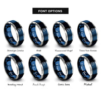 font options for inside engraving on blue & grey planchette rings