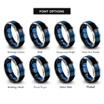 font options for inside engraving on blue & silver planetary alignment rings