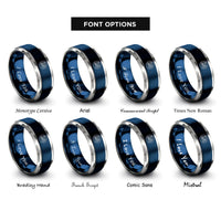 font options for inside engraving on blue & silver planetary alignment rings
