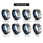 font options for inside engraving on black & blue & silver planetary conjunction rings