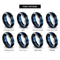 font options for inside engraving on blue & grey planetary conjunction rings