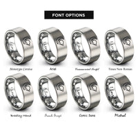 font options for inside engraving on silver planetary conjunction rings