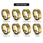 font options for inside engraving on black & gold planetary gear set rings