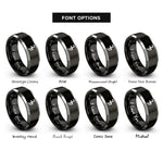 font options for inside engraving on black & silver planetary symbol jupiter rings