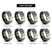 font options for inside engraving on gunmetal & grey planetary symbol jupiter rings