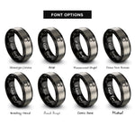 font options for inside engraving on black & gray planetary symbol mars rings