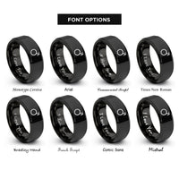 font options for inside engraving on black planetary symbol mars rings