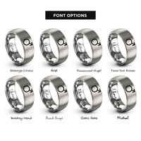 font options for inside engraving on gray planetary symbol mars rings