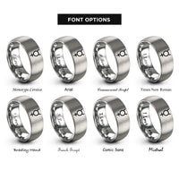 font options for inside engraving on silver planetary symbol mercury rings