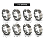 font options for inside engraving on silver planetary symbol mercury rings