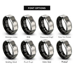 font options for inside engraving on black & silver planetary symbol moon rings