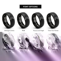 font options for inside engraving on black planetary symbol moon rings