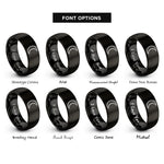 font options for inside engraving on black planetary symbol moon rings