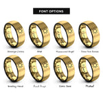 font options for inside engraving on black & gold planetary symbol sun rings