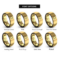 font options for inside engraving on black & gold planetary symbol sun rings