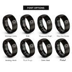 font options for inside engraving on black planetary symbol sun rings