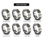 font options for inside engraving on grey planetary symbol venus rings