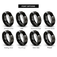 font options for inside engraving on black & grey planter rings