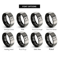 font options for inside engraving on black & silver plasma cutter rings