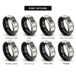 font options for inside engraving on black & silver plasma cutter rings