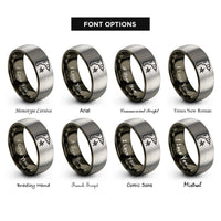font options for inside engraving on gunmetal & silver plasma cutter rings