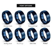 font options for inside engraving on blue plasmid dna circle rings