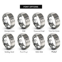 font options for inside engraving on grey plasmid dna circle rings