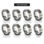 font options for inside engraving on grey plasmid dna circle rings