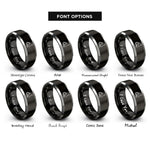 font options for inside engraving on black & silver plastic worm rings