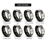 font options for inside engraving on black & grey plastic worm rings