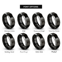 font options for inside engraving on black & silver plate carrier rings