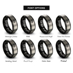 font options for inside engraving on black & silver plateau contours rings