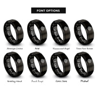 font options for inside engraving on black plateau contours rings