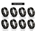 font options for inside engraving on black & gray platform screen doors rings