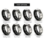 font options for inside engraving on black & silver platform screen doors rings