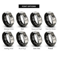 font options for inside engraving on black & silver platform screen doors rings