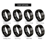 font options for inside engraving on black platform screen doors rings