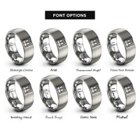 font options for inside engraving on gray platform screen doors rings