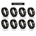 font options for inside engraving on gunmetal & black platform screen doors rings