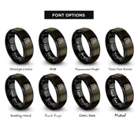 font options for inside engraving on gunmetal & black platform screen doors rings