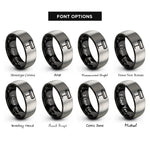 font options for inside engraving on black & gray platform sign rings
