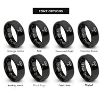 font options for inside engraving on black platform sign rings