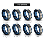 font options for inside engraving on blue & gray play icon rings