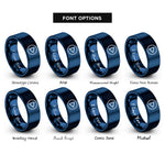 font options for inside engraving on blue play icon rings